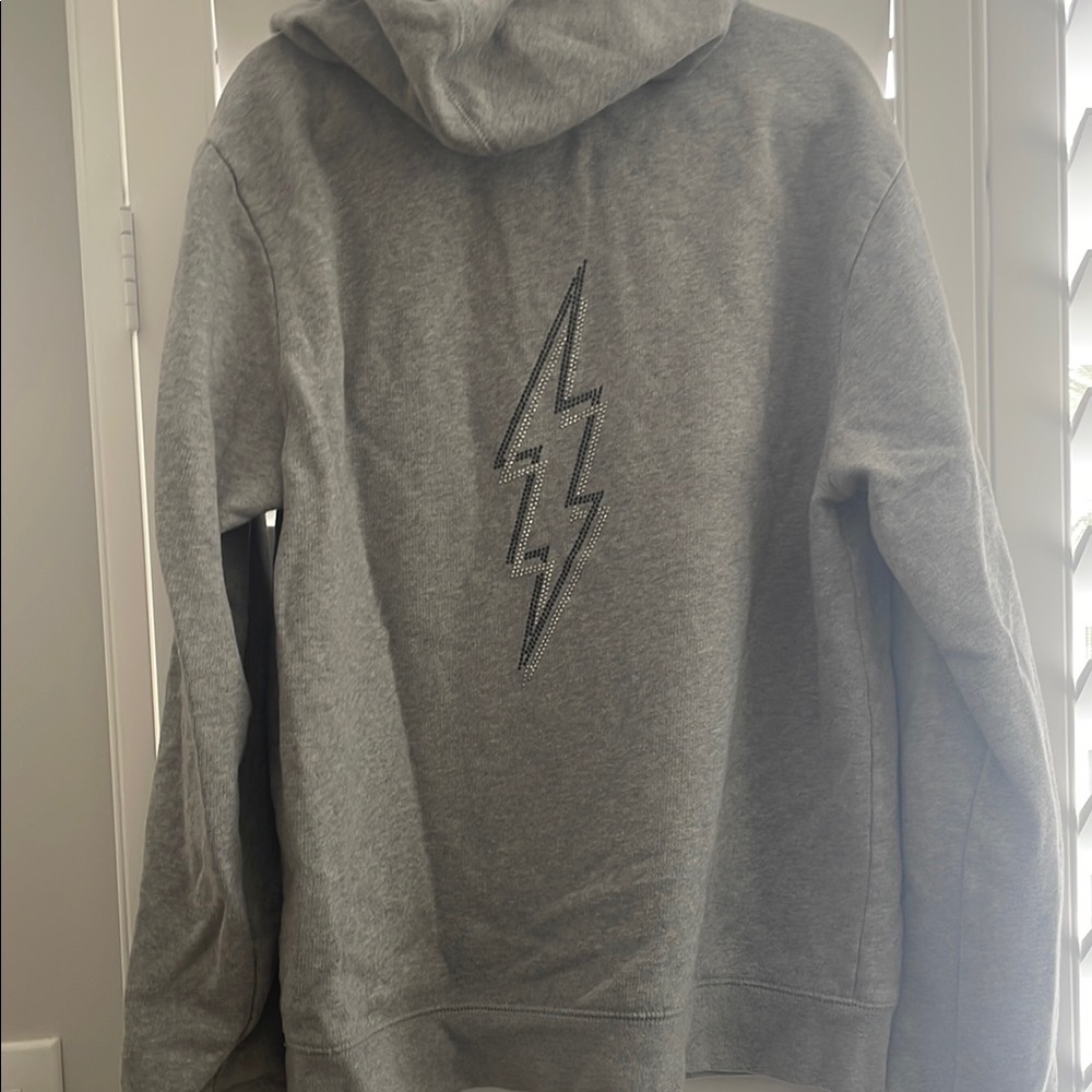 Zadig & Voltaire Gray Lightning Bolt Hoodie Sweatshirt